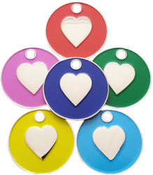 Cat pet tag with enamelled heart shapes