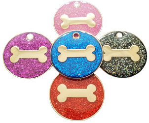 Glitter dog tag bone design