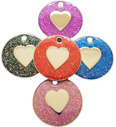 Gliiter heart shaped dog tag