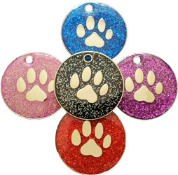 Glitter dog tag paw design